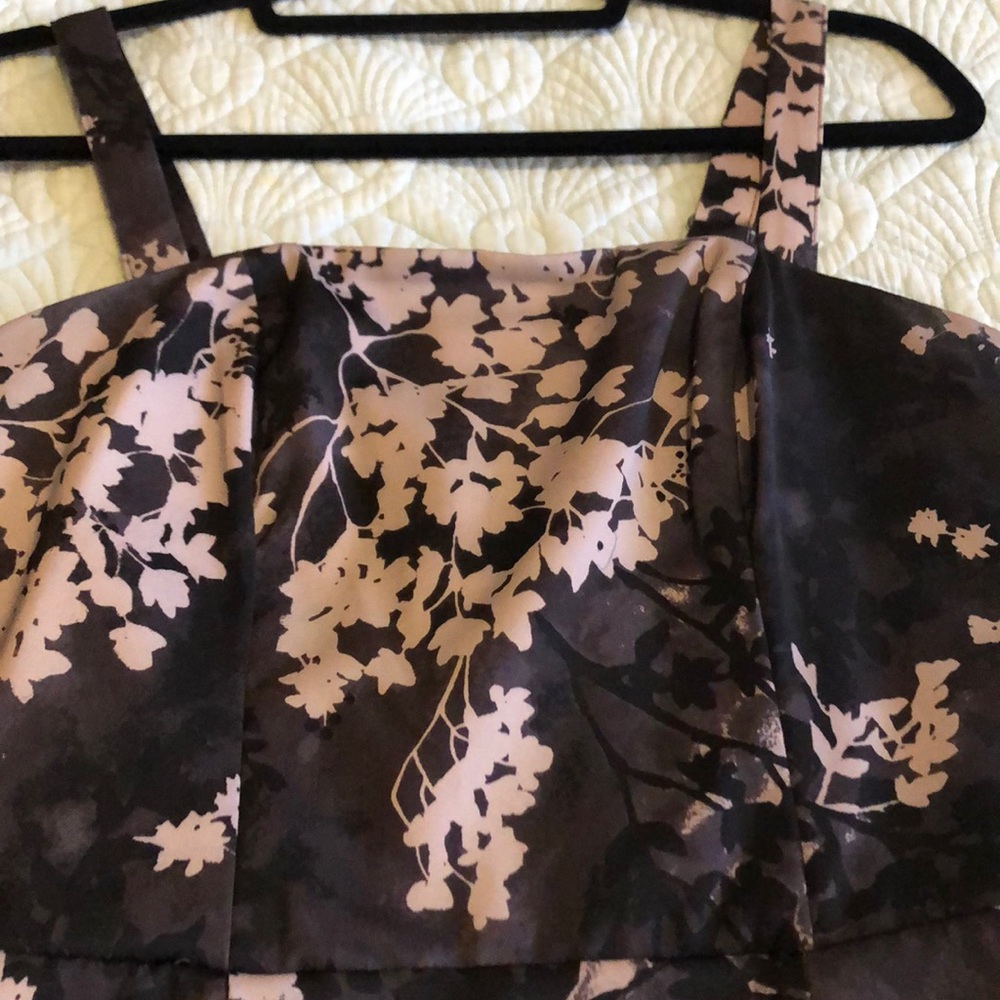 H&M charcoal/beige floral detachable straps peplum - Picture 3 of 5